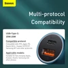 Baseus Golden Contactor Pro autós töltő USB A / Type C + Lightning kábel 40W (kék)