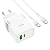 Hoco hálózati töltő Type-C + USB QC3.0  30w Type-C kábellel N21 (fehér)