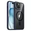 ESR Classic Hybrid HaloLock Kickstand iPhone 15 Plus Magsafe ütésálló tok átlátszó kék kerettel 02