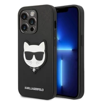 karl lagerfeld choupette head patch saffiano iphone 14 pro fekete telefon tok