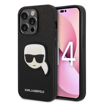 karl lagerfeld karl head patch saffiano iphone 14 pro fekete telefon tok