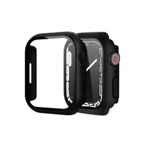 Apple Watch 7 41mm Lito S+ Glass and Case 2in1 ütésálló edzett üveg és fekete keret