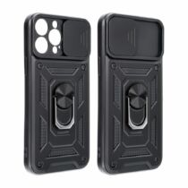 Apple iPhone 7 / 8 / SE 2020 / SE 2022 Slide Armor kameravédős mágneses műanyag ütésálló tok (fekete)