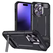 Techsuit Hybrid Armor Kickstand műanyag ütésálló tok iPhone 15 Pro Max fekete