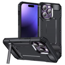 Techsuit Hybrid Armor Kickstand műanyag ütésálló tok iPhone 15 Pro (fekete)