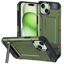 Apple iPhone 15 Plus Techsuit Hybrid Armor Kickstand műanyag ütésálló tok (sötétzöld)