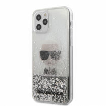 Apple iPhone 12 / 12 Pro Karl Lagerfeld Liquid Glitter Hátlapvédő Tok Ezüst / Átlátszó (KLHCP12MGLIKSL)