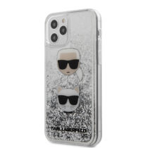 Apple iPhone 12 / 12 Pro Karl Lagerfeld Liquid Glitter Hátlapvédő Tok Ezüst / Átlátszó (KLHCP12MKCGLSL)