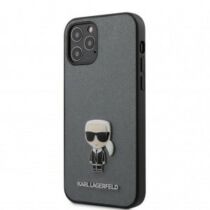 Apple iPhone 12 / 12 Pro Karl Lagerfeld Hátlapvédő Tok Szürke / Fekete (KLHCP12MIKMSSL)