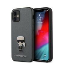 Apple iPhone 12 Mini Karl Lagerfeld Hátlapvédő tok Szürke / fekete (KLHCP12SIKMSSL)