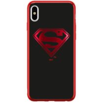 Apple iPhone 7 / 8 / SE 2020 DC Superman 004 Mintás Szilikon Tok Fekete / Piros Króm