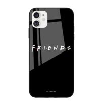 iPhone XR Friends mintás szilikon tok üveg hátlappal