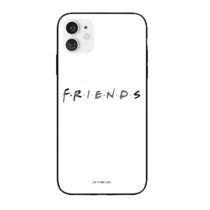 Apple iPhone X / XS Friends 002 Mintás Szilikon Tok Üveg Hátlappal Fehér
