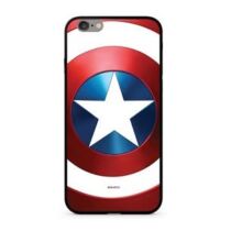 Apple iPhone 7 / 8 / SE 2020 Marvel Captain America 026 Mintás Szilikon Tok Üveg Hátlappal Színes