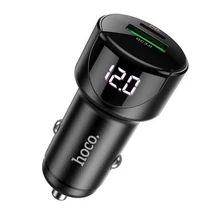 Hoco autós gyorstöltő USB QC3.0 + Type-C 20W (fekete)
