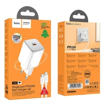 Hoco N40 Type-C PD hálózati gyorstöltő adapter kábellel (fehér)