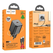 Hoco N40 Type-C PD hálózati gyorstöltő adapter kábellel (fekete)