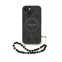 Guess PU Leather 4G Colored Ring Strap MagSafe iPhone 14 tok fekete