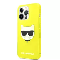Karl Lagerfeld Choupette Head iPhone 13 Pro tok TPU Fluo Yellow sárga