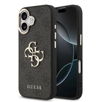 Guess PU Leather 4G Metal Logo Gold Frame iPhone 17 tok (fekete) 01