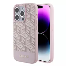 guess pu stripe magsafe iphone 15 pro max rózsaszín telefon tok