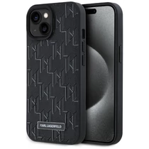 Karl Lagerfeld Leather Monogram Metal Logo iPhone 15 tok (fekete) 01 