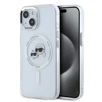 Karl Lagerfeald IML K&amp;CH Heads Metal Frame MagSafe iPhone 15 tok (átlátszó) 01