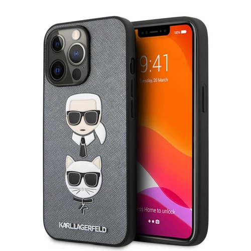 karl lagerfeld karl choupette heads saffiano ezüst iphone 13 pro tok