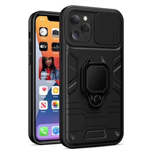 Apple iPhone 13 Armor Defender Ring Lens Kameravédős fekete színű mágneses műanyag tok