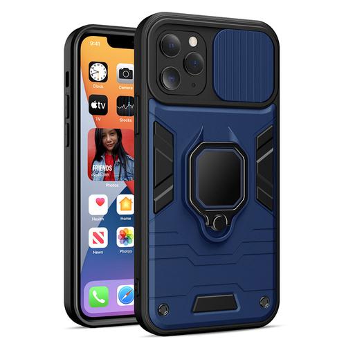 Apple iPhone 13 Pro Armor Defender Ring Lens Kameravédős fekete / Kék színű mágneses műanyag tok