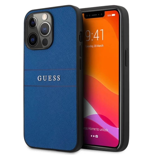 guess saffiano kék iphone 13 pro telefon tok