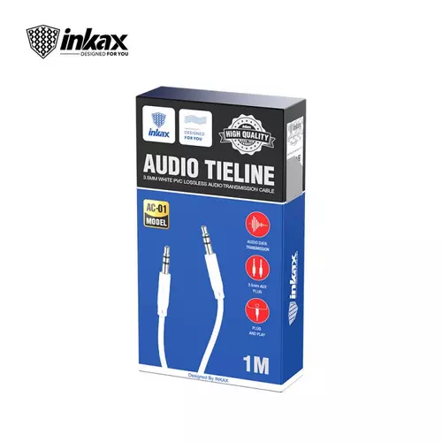 Inkax AC-01 AUX audio kábel 3.5mm - 3.5mm 1m (fehér)