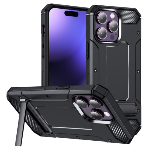 Apple iPhone 15 Pro Techsuit Hybrid Armor Kickstand műanyag ütésálló tok (fekete)