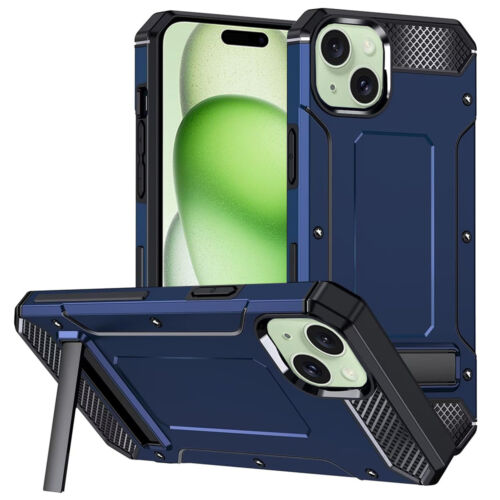 Apple iPhone 15 Techsuit Hybrid Armor Kickstand műanyag ütésálló tok (sötétkék)