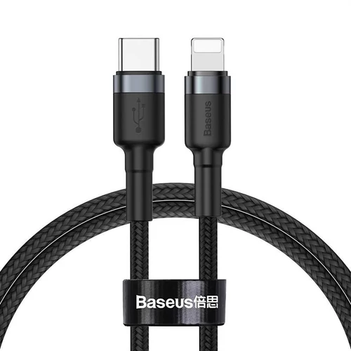 Baseus Cafule PD Type-C - Lightning szövetes adatkábel 18W 1m fekete
