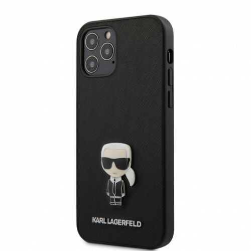Apple iPhone 12 / 12 Pro Karl Lagerfeld Hátlapvédő Tok Fekete (KLHCP12MIKMSBK)