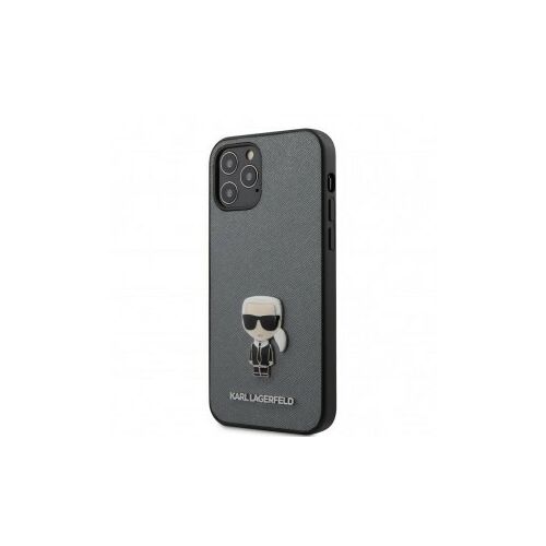 Apple iPhone 12 / 12 Pro Karl Lagerfeld Hátlapvédő tok Szürke / fekete (KLHCP12MIKMSSL)
