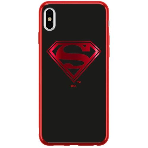 Apple iPhone XR DC Superman 004 Mintás Szilikon Tok Fekete / Piros Króm