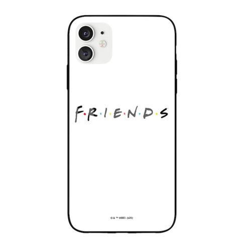 Apple iPhone XR Friends 002 Mintás Szilikon Tok Üveg Hátlappal Fehér