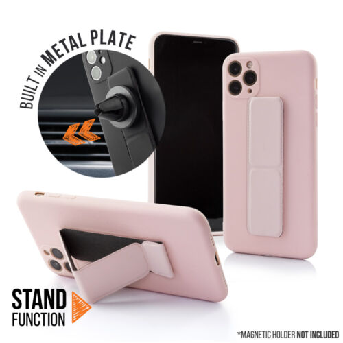 Apple iPhone 11 Pro Max Magnetic Stand Rózsaszín Színű Matt Szilikon Tok