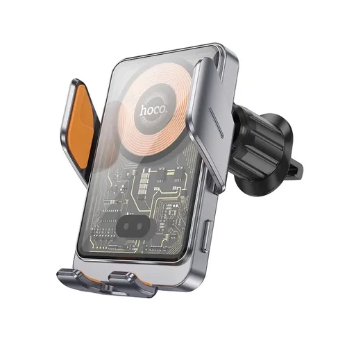Hoco HW7 vezeték nélküli töltő és autós telefontartó szellőzőbe 15W (fekete)