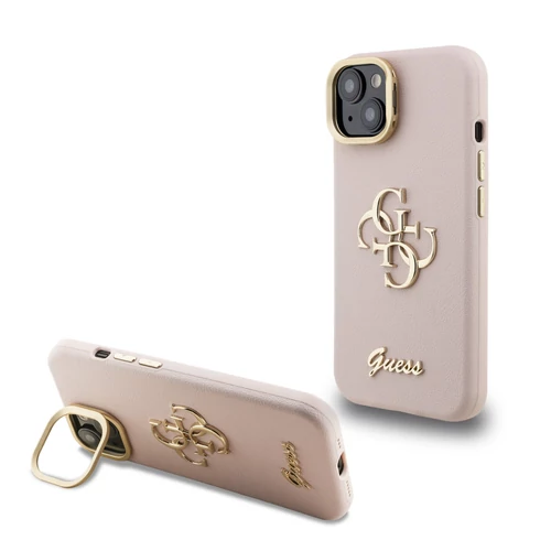 Guess PU Grained 4G Logo Stand Camera Frame iPhone 15 tok (pink)